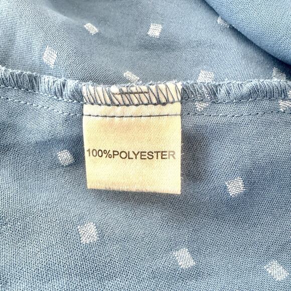 Loemes Floral Fit & Flare Dress Womens Size Large Blue Ruffle Strap Textured - Picture 12 of 15